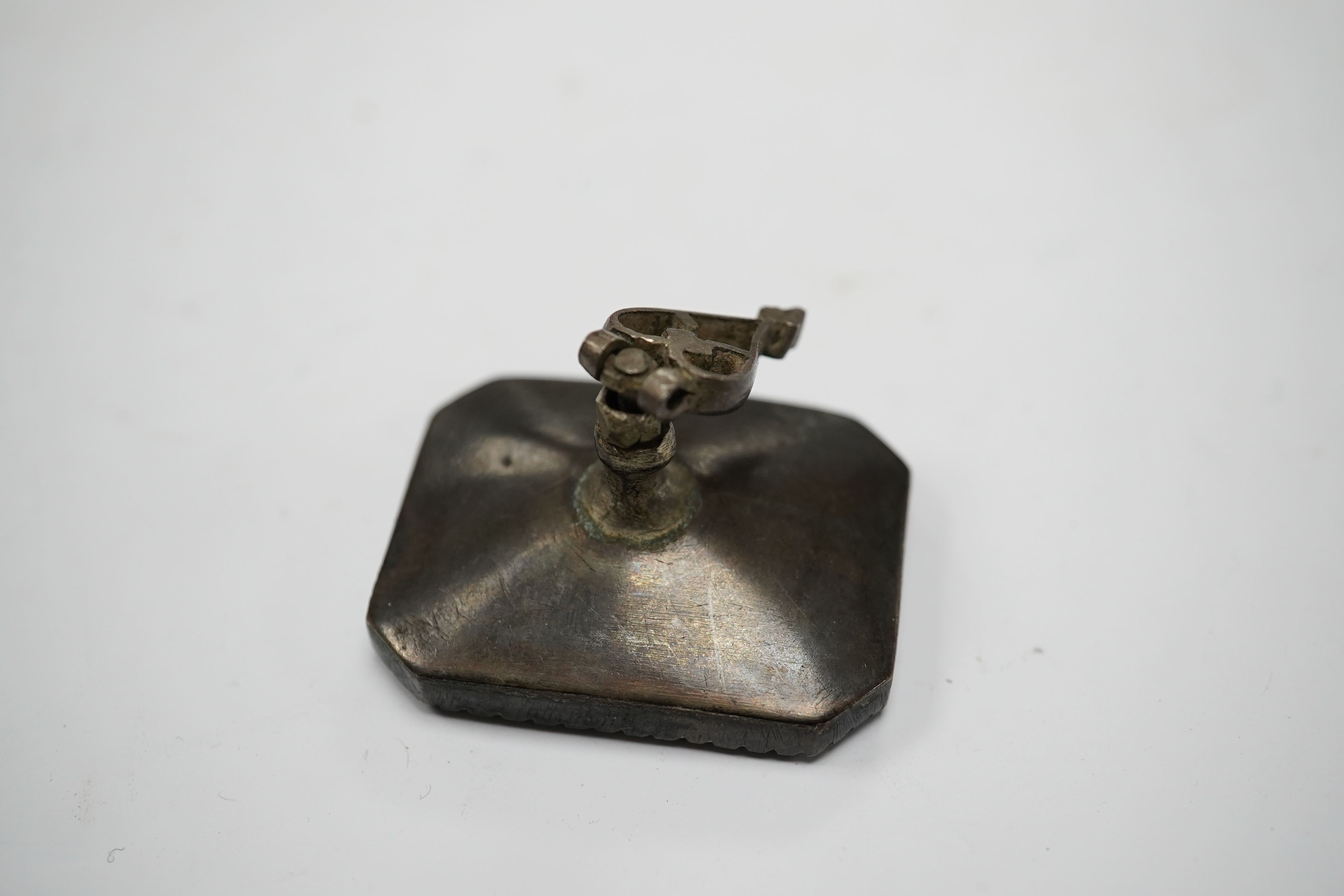 A 19th century Persian base metal fob seal, matrix 3.8 x 3cm. Condition - fair to good